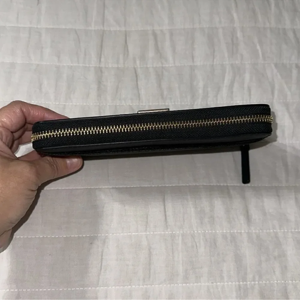 kate spade Newbury Lane Neda Black Saffiano Leather Zip Wallet
